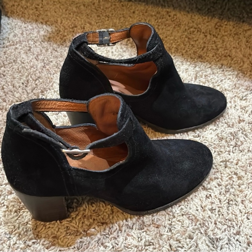 Frye Black Ankle Booties with Stacked Heel